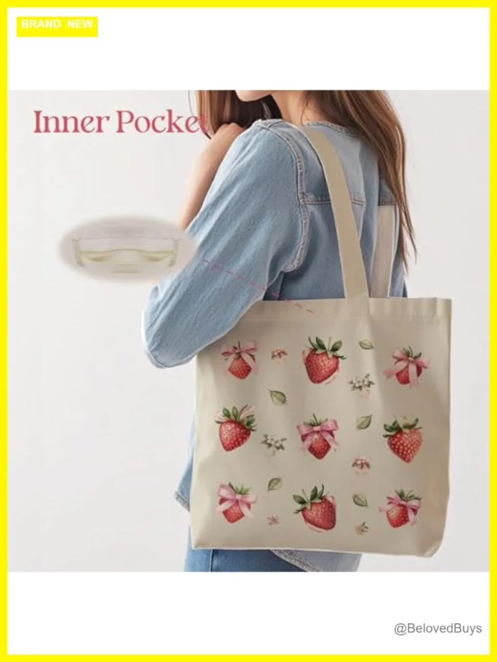 Canvas Tote Bag for Women with Inner Pocket Medium Size